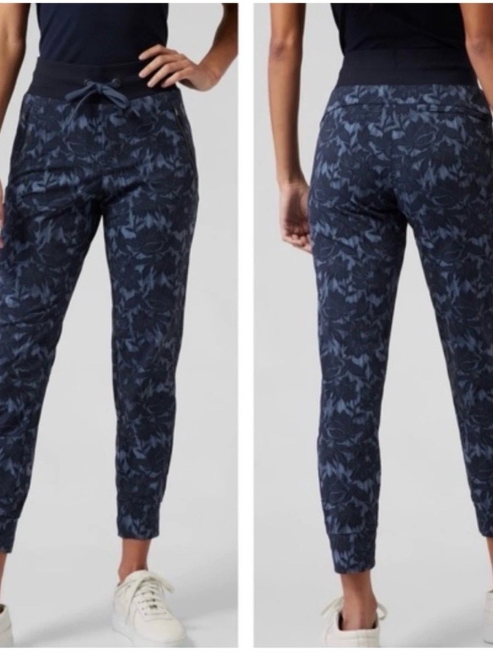 Athleta Trekkie North Jogger Size 6 Ethereal Bloom Cottage Blue Pants Zip Pocket